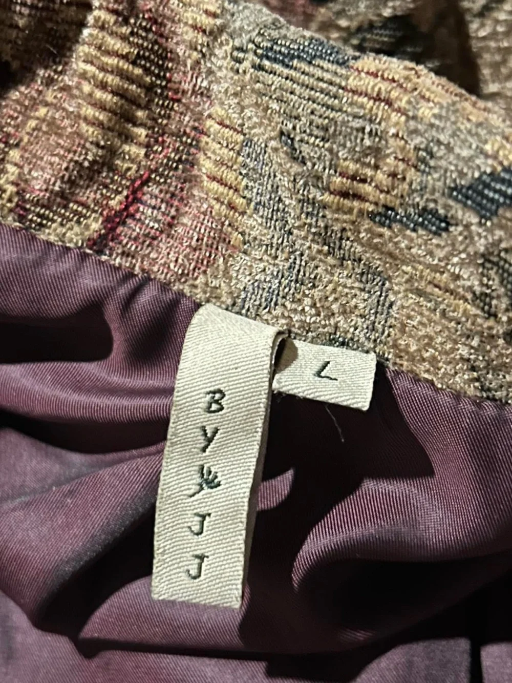 Women's Floral Tapestry Blazer Jacket in Beige and Burgundy